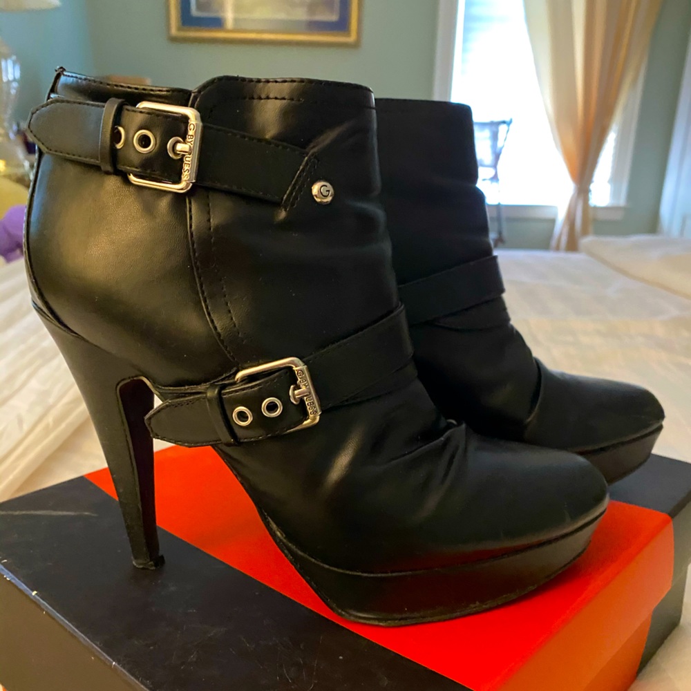 G by Guess Double Buckle Black Bootie